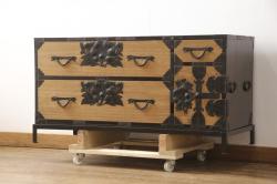 アンティーク家具　和製アンティーク　骨太で重厚な古い木製の作業台(カウンターテーブル)(3)