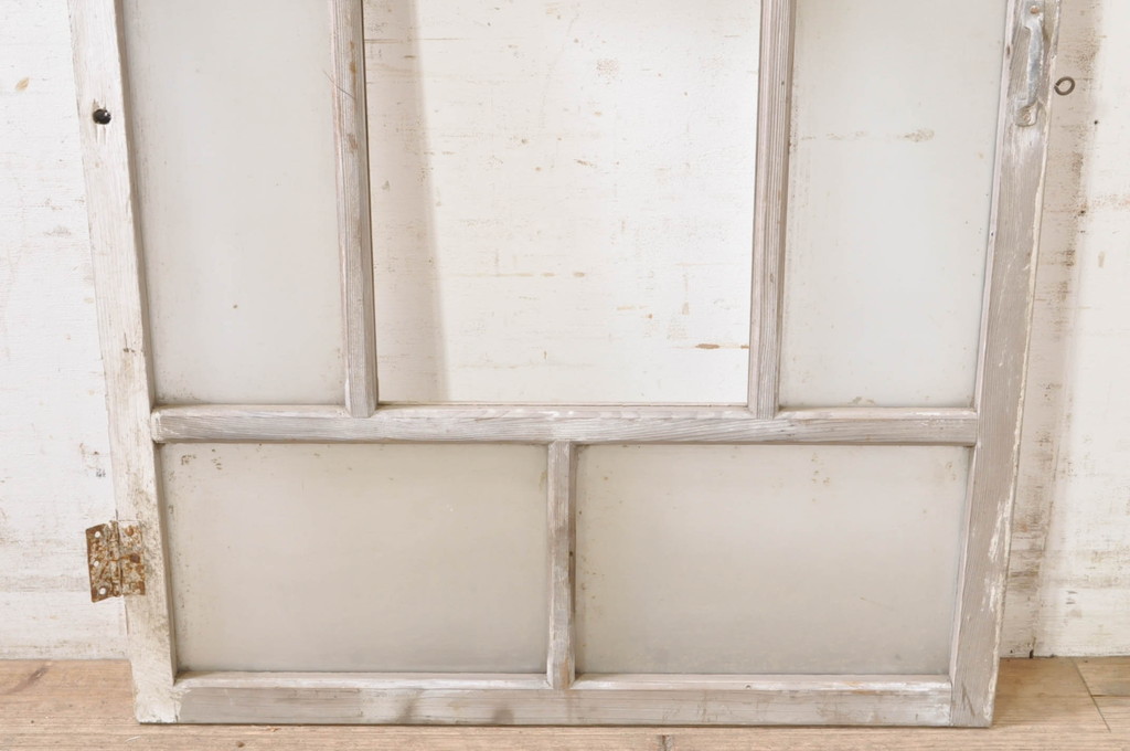 アンティーク建具　ペイント仕上げ限定　大正ロマン　シャビーなペイントが印象的なガラス窓1枚(ガラス戸、ガラス扉)(R-072911)