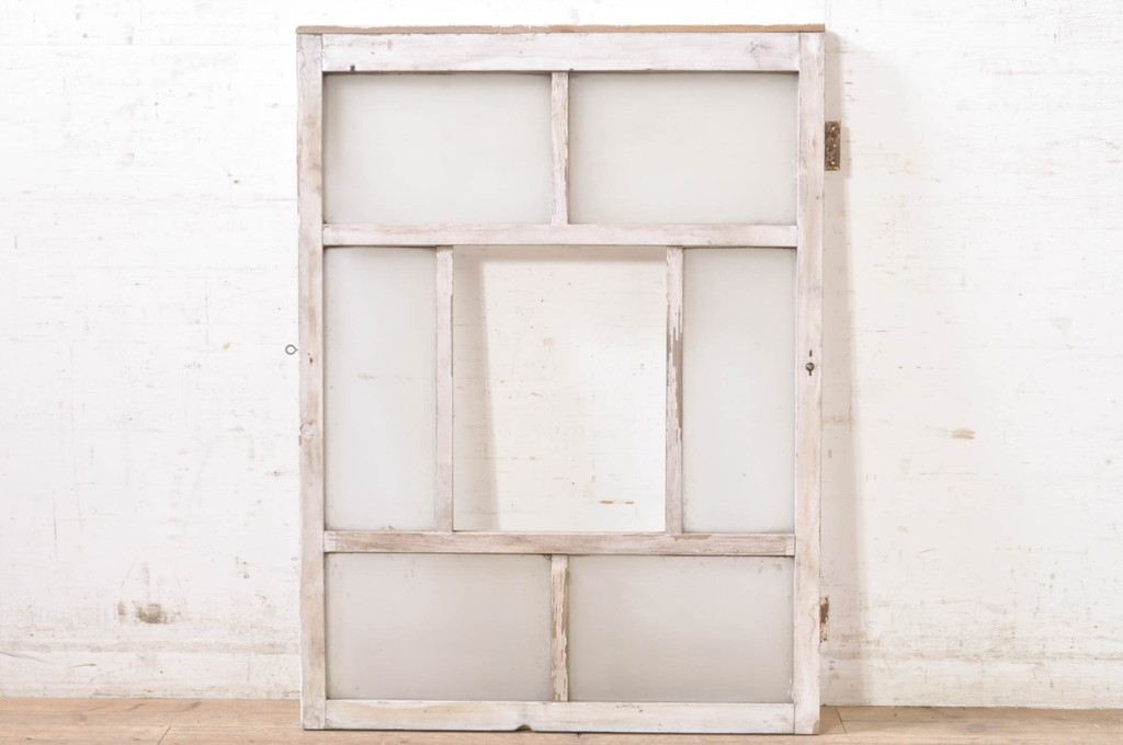 アンティーク建具　ペイント仕上げ限定　大正ロマン　シャビーなペイントが印象的なガラス窓1枚(ガラス戸、ガラス扉)(R-072911)