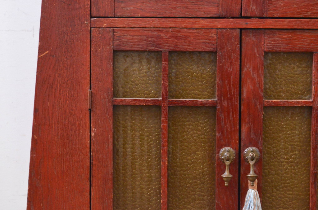ビンテージ　ユニークなオリエンタルデザインの上開き扉付きキャビネット(収納棚、戸棚、ヴィンテージ)(R-072615)