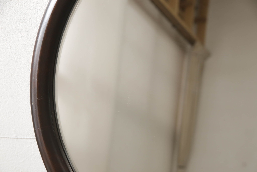 中古　美品　松本民芸家具　丸型一面鏡　西洋アンティークのようなデザインが魅力的なドレッサー(鏡台、ミラー、化粧台)(定価約43万円)(R-066473)