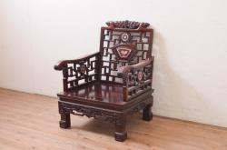 アンティーク家具　イギリスアンティーク　ストリップド(剥離)　オーク材　凝った意匠のダイニングチェア(椅子)(R-046277)