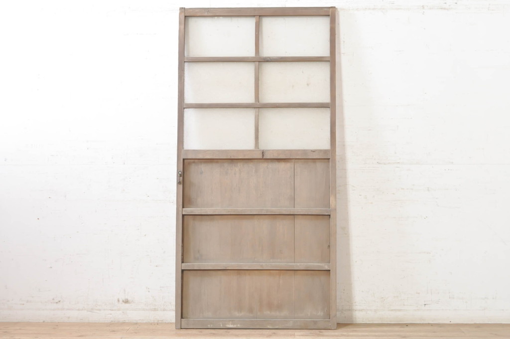 アンティーク建具　レトロな空間づくりにオススメのガラス戸1枚(ガラス扉、ドア、木製扉)(R-073456)