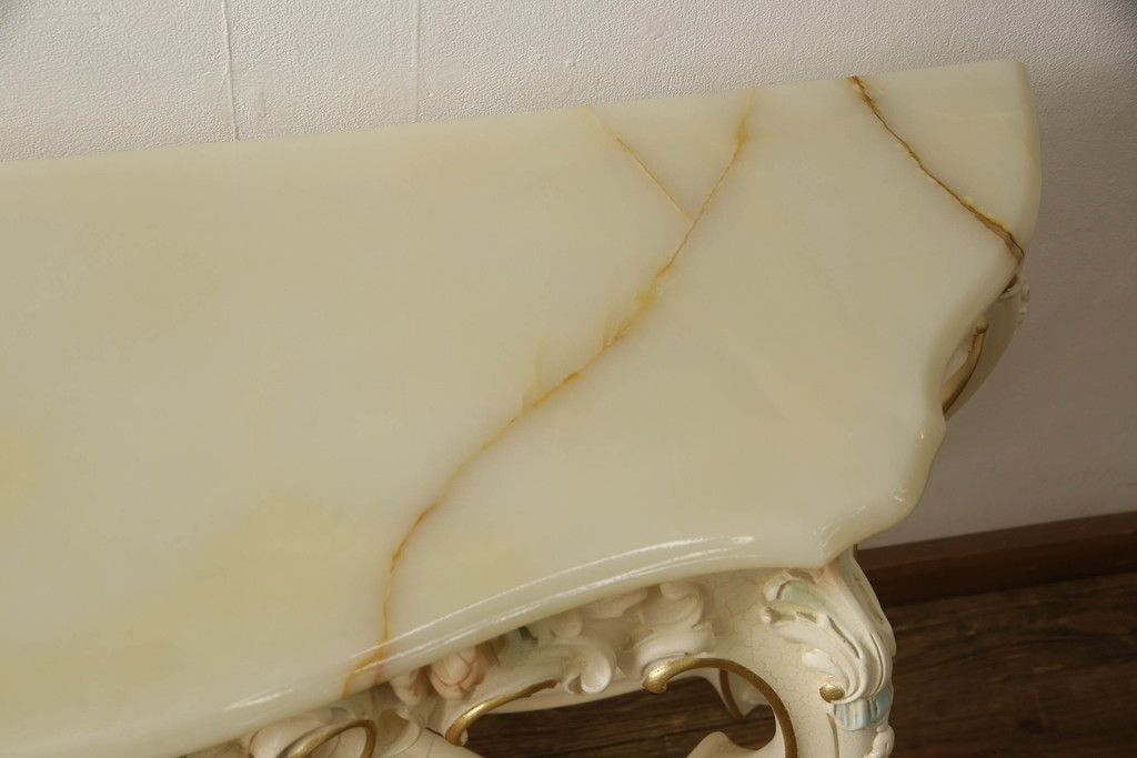 中古　美品　イタリア高級家具　SILIK(シリック)　ロココ調　天板大理石　ゴージャスな空間を演出してくるサイドテーブル(コンソールテーブル、飾り台)(R-065837)