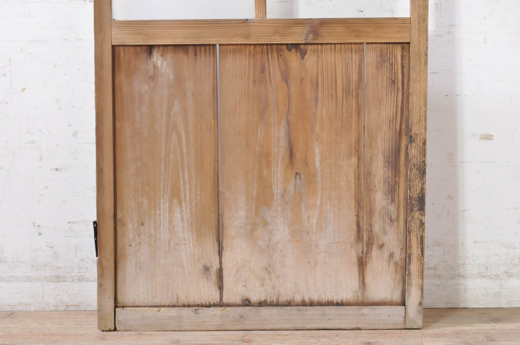 アンティーク建具　大正ロマン　古い木味が魅力的な幅狭ガラスドア1枚(ガラス戸、木製扉)(R-073461)