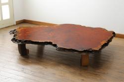 和製ビンテージ　カリン材(花梨材)　迫力ある佇まいが魅力的な座卓(ローテーブル、センターテーブル、ヴィンテージ)(R-070589)