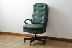 和製アンティーク　合皮　レトロな雰囲気ただよう回転イス(アームチェア、ラウンジチェア、椅子、イス)(R-058978)