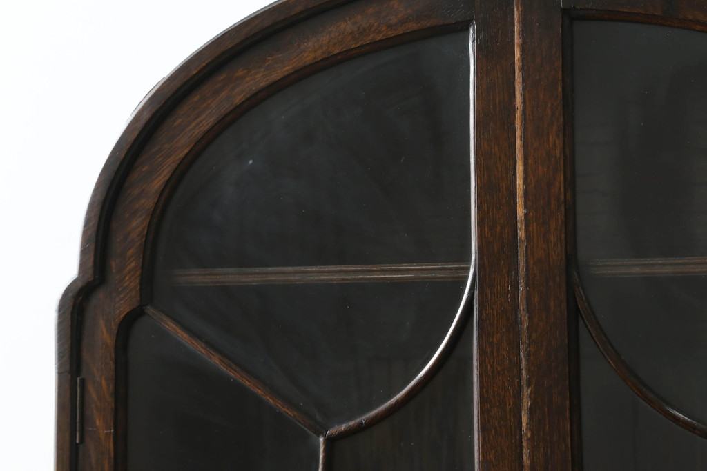 イギリスアンティーク　オーク材　品のある佇まいが美しいアールデコスタイルのキャビネット(戸棚、収納棚、飾り棚、英国)(R-074690)