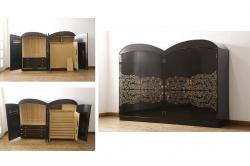 和製アンティーク　桑材　多彩な収納が魅力的な和の風情漂う茶箪笥(茶棚、飾り棚、収納棚、戸棚、違い棚)(R-068657)