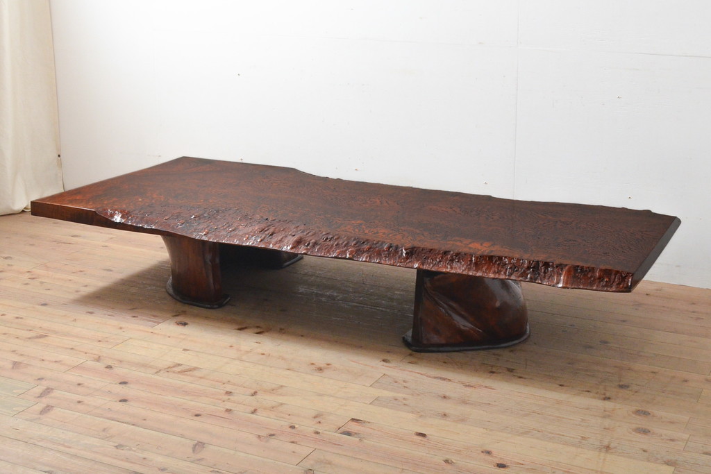 欅 一枚板 座卓 天然木 ローテーブル 和室 けやき 工芸品 昭和レトロ