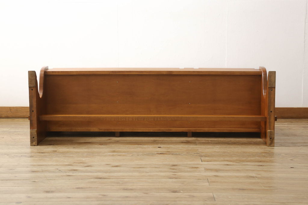中古　美品　横浜ダニエル(daniel)　A-532　3人掛け　木の温もりを感じるベンチロングチェア(ベンチ、ダイニングチェア、板座、長椅子)(定価約45万円)(R-058600)