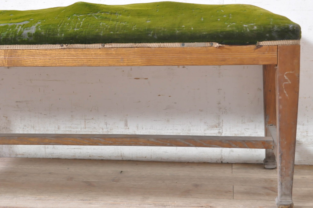 和製アンティーク　栓材　レトロ　懐かしい雰囲気漂う2人掛けベンチ(長椅子、長イス、二人掛け)(R-073498)
