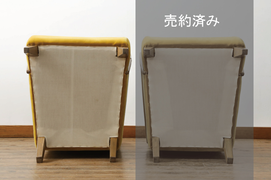 和製アンティーク　鮮やかな色味でお部屋のアクセントにおすすめのレトロな1Pソファ(1人掛け、シングルソファ、一人掛け、アームソファ、椅子、イス)(R-075273)