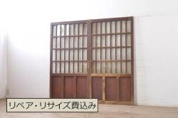 アンティーク建具　昭和中期　ガラス窓入りのシンプル・レトロなドア1枚(扉)(R-056355)