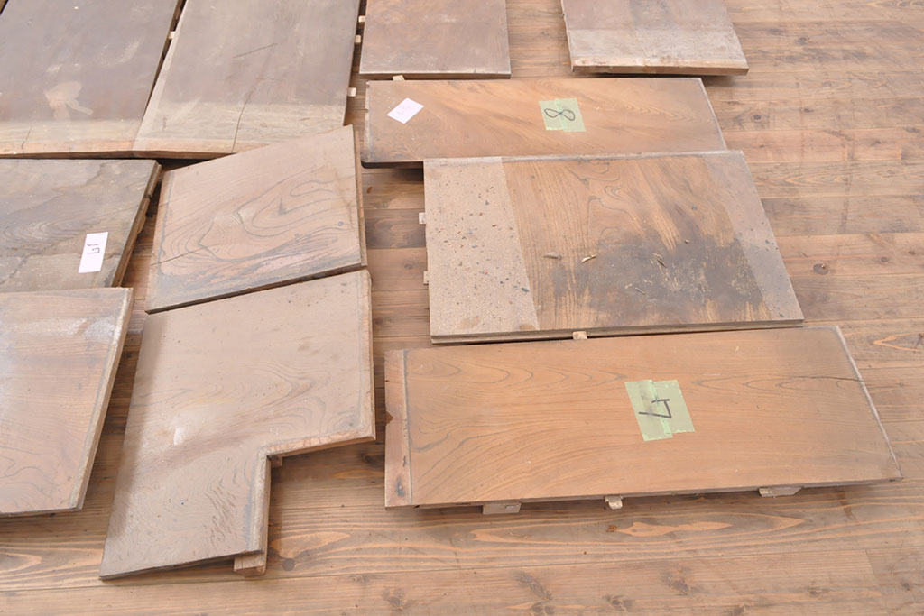 和製アンティーク　明治期　古材　DIYにおすすめ!床材として使われていた総ケヤキ材20枚セット(総欅材、総けやき材、材料、木材、板)(R-053169)