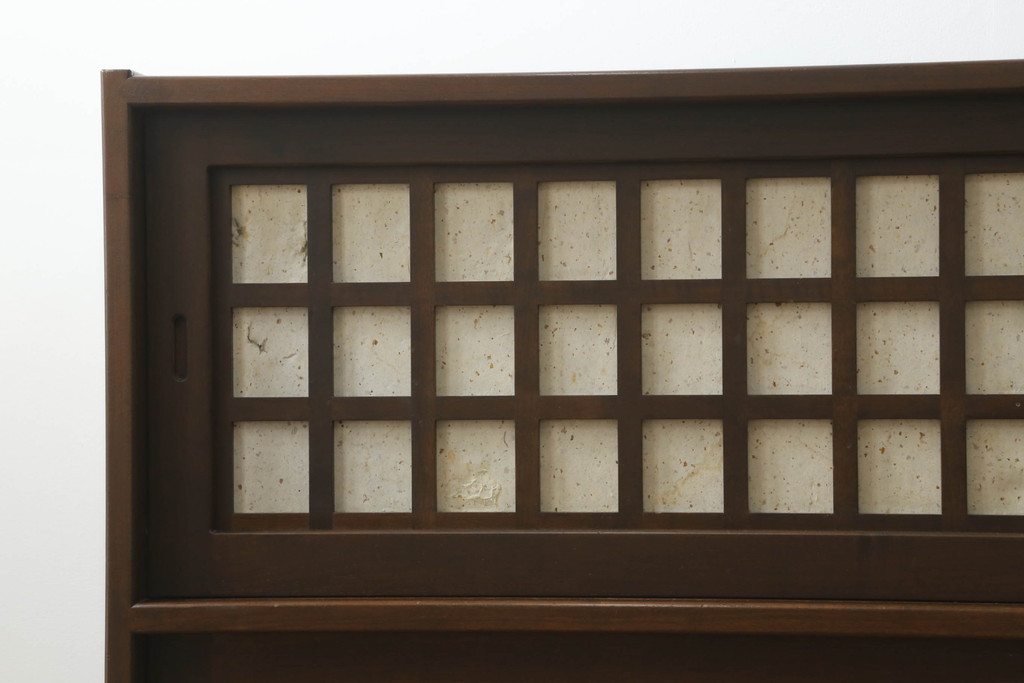 中古　国産職人手作り　カバ材　モダンデザインがお洒落な和風サイドボード(サイドキャビネット、収納棚、戸棚、食器棚)(R-075020)