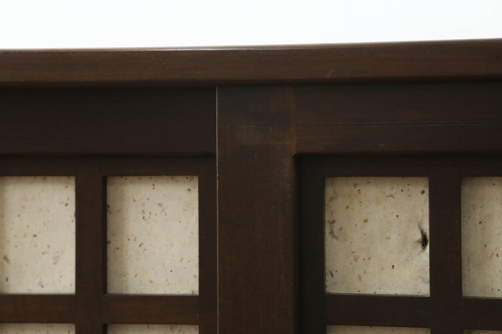 中古　国産職人手作り　カバ材　モダンデザインがお洒落な和風サイドボード(サイドキャビネット、収納棚、戸棚、食器棚)(R-075020)