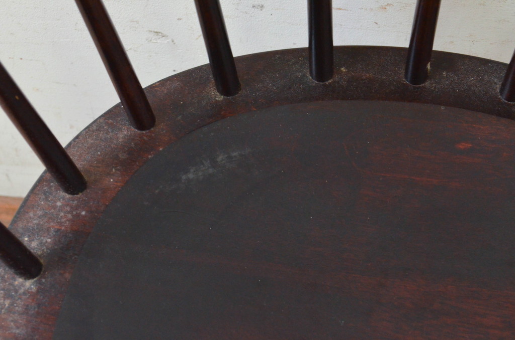 和製ビンテージ　松本民芸家具　#91型　落ち着きのある大人カフェ風インテリアが叶うキャプテンチェア(アームチェア、板座チェア、椅子、ダイニングチェア、イス、ヴィンテージ)(R-073699)