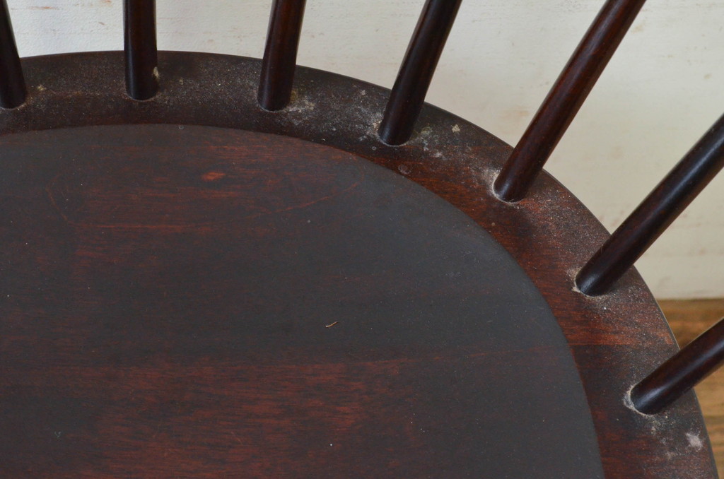 和製ビンテージ　松本民芸家具　#91型　落ち着きのある大人カフェ風インテリアが叶うキャプテンチェア(アームチェア、板座チェア、椅子、ダイニングチェア、イス、ヴィンテージ)(R-073699)