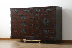 アンティーク家具　昭和初期期　ヒノキ材　上品な和の雰囲気が魅力の階段箪笥(時代箪笥)(R-042680)