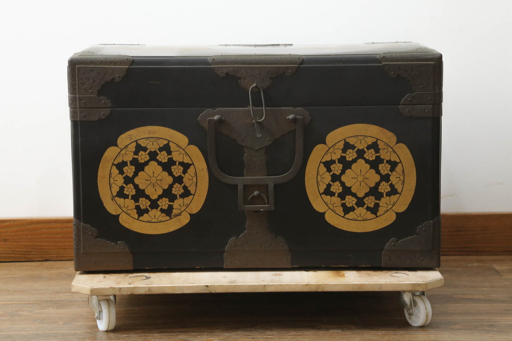 和製アンティーク　時代の流れを感じさせる昔ながらの挟み箱(時代箱、収納箱)(R-074861)
