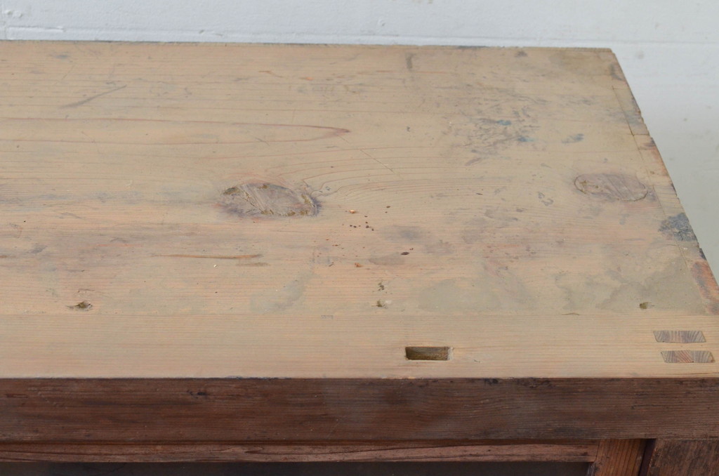 和製アンティーク　古い木味が素敵な昔懐かしい雰囲気のサイドボード(サイドキャビネット、食器棚、飾り棚、戸棚、ガラスケース)(R-073674)