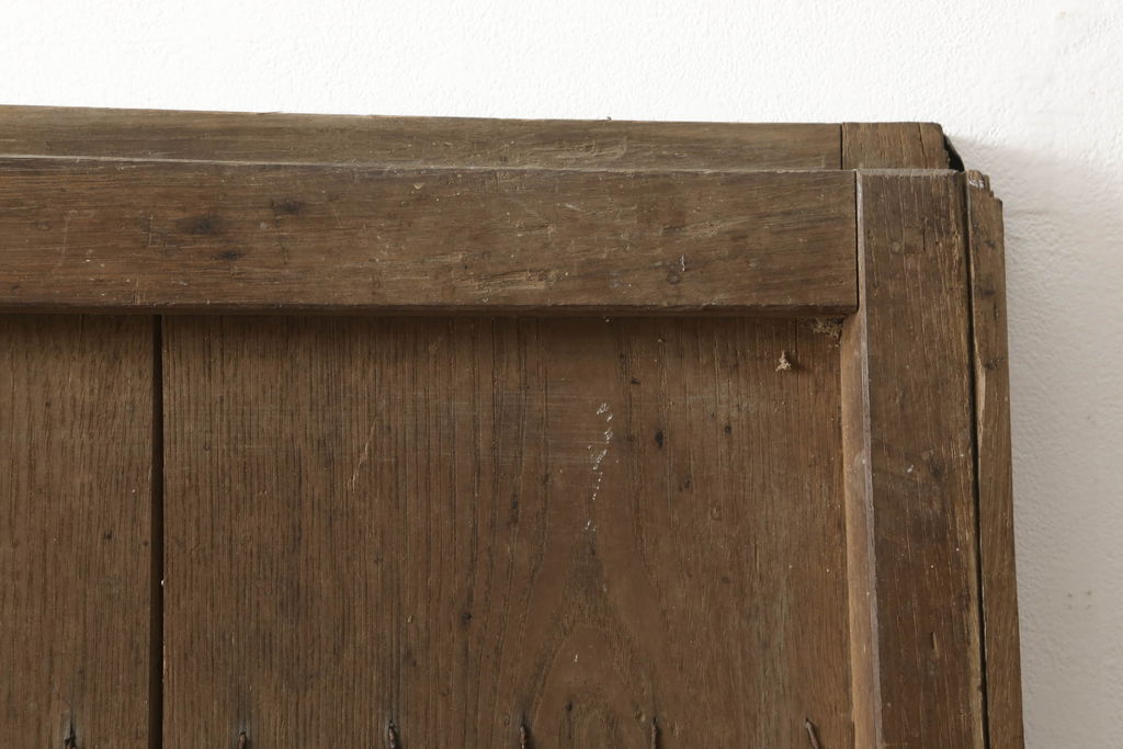 アンティーク建具　総栗材　どっしりとした重厚感が魅力の鉄板張り蔵戸1枚(鉄扉、鉄戸、引き戸、玄関戸)(R-060895)