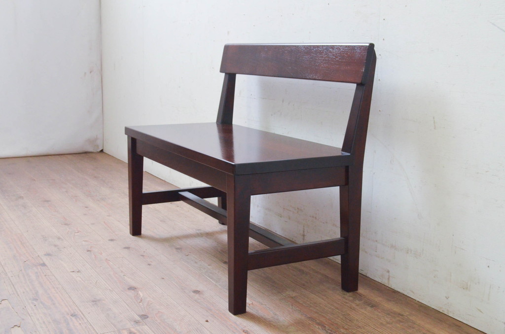 中古　美品　松本民芸家具　シンプルなデザインが取り入れやすいベンチ(板座チェア、椅子、イス)(R-073677)