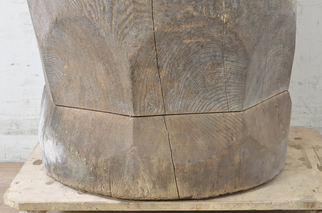 和製アンティーク　使い込まれた質感が味わい深い総欅(ケヤキ)材の臼(ウス、うす、ディスプレイ、DIY)(R-072897)