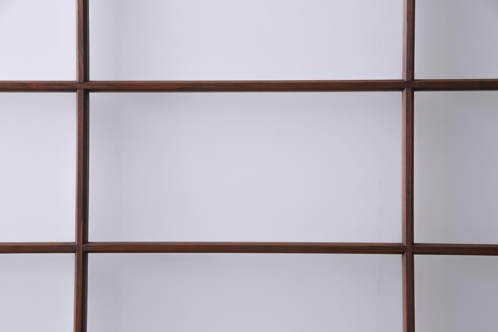 昭和中期　格子紋様　組子がアクセントのガラス戸4枚セット(引き戸、建具)