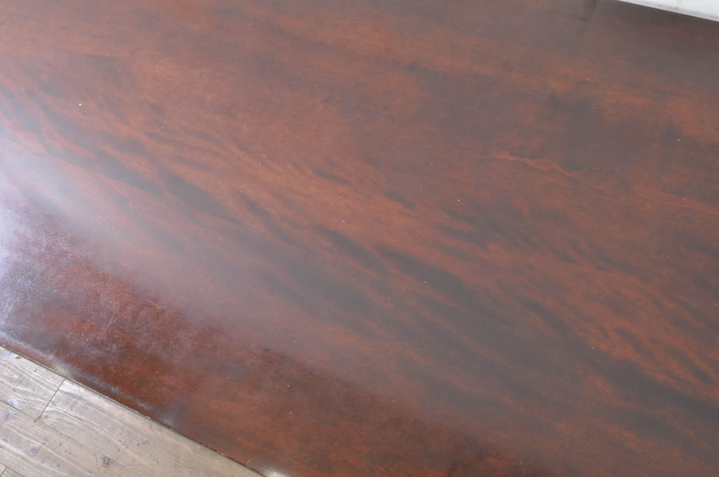和製ビンテージ　特注品　松本民芸家具　塗り直しあり　天板水目桜　脚ナラ材　クラシカルな雰囲気漂う木目が魅力的なダイニングテーブル(作業台、6人掛け、6P、4人掛け、4P、食卓)(R-072843)