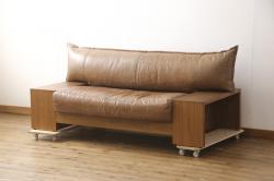 ビンテージ家具　昭和レトロ　ナラ材　木のぬくもりを感じるヴィンテージソファベンチ(長椅子)