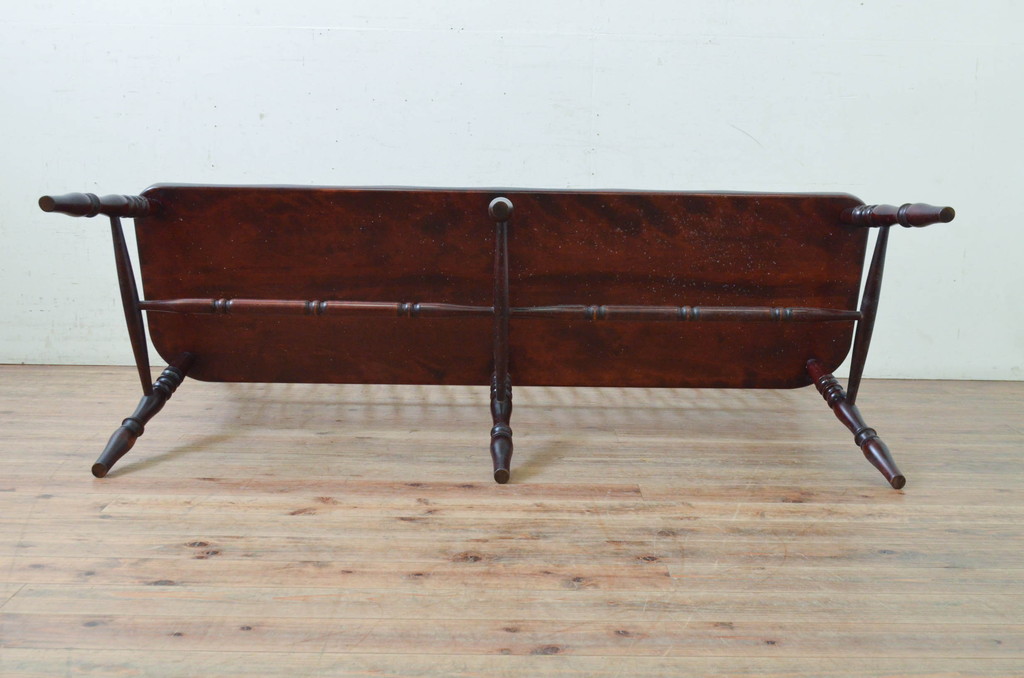 中古　美品　国産民芸家具　デパート取扱品　クラシカルな佇まいのウィンザーベンチ(長椅子、3人掛けベンチ、ウィンザーチェア、ウインザーチェア)(R-074464)