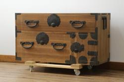ラフジュ工房オリジナル　古金具リメイク　脚付き　小物の整理にも便利なサイドチェスト(小物収納、引き出し)(R-042004)