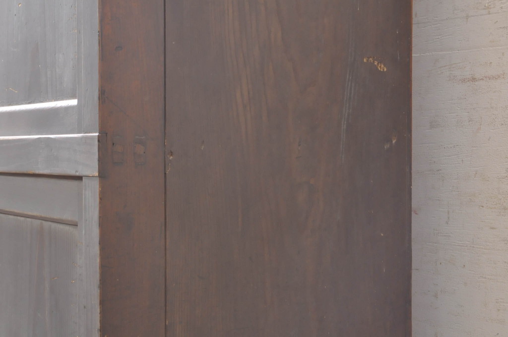 和製アンティーク　希少な薄型　杉(スギ)材　落ち着いた色合いと古い木味が魅力のシンプルな下駄箱(収納棚、戸棚、キャビネット、靴箱)(R-073874)