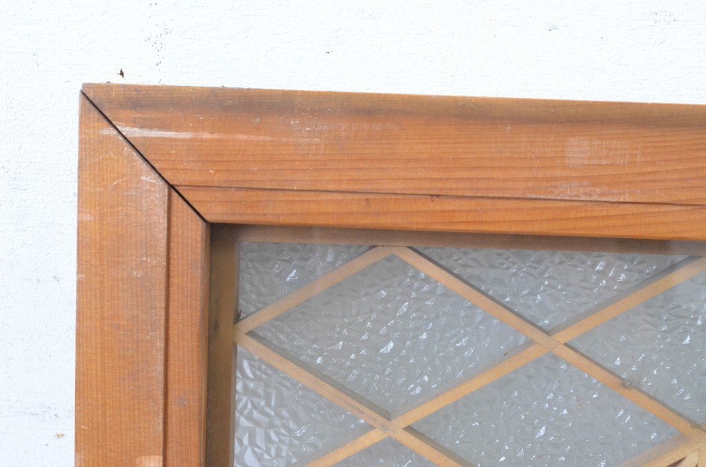 アンティーク建具　組子細工が上品な両面ガラス入り欄間1枚(明かり取り、明り取り)(R-065354)