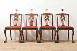 イギリスアンティーク　マホガニー材　気品あるヨーロピアンな雰囲気が魅力のダイニングチェア4脚セット(椅子、イス)(R-057337)