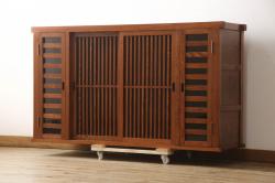 ヴィンテージ家具　アメリカ　ミッドセンチュリースタイルにぴったり!スタイリッシュなデザインのチーク材製リビングボード(テレビボード、テレビ台、ビンテージ)(R-047712)
