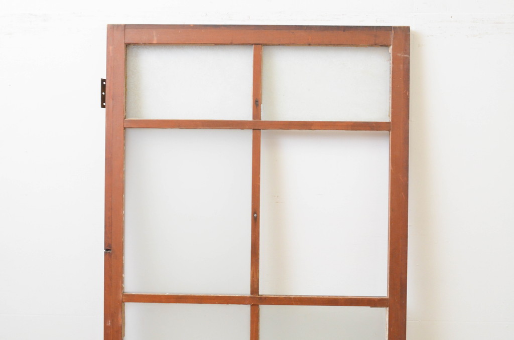 アンティーク建具　レトロな雰囲気を醸し出すガラス扉1枚(木製扉、ドア)(R-067336)
