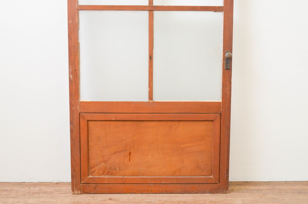 アンティーク建具　レトロな雰囲気を醸し出すガラス扉1枚(木製扉、ドア)(R-067336)