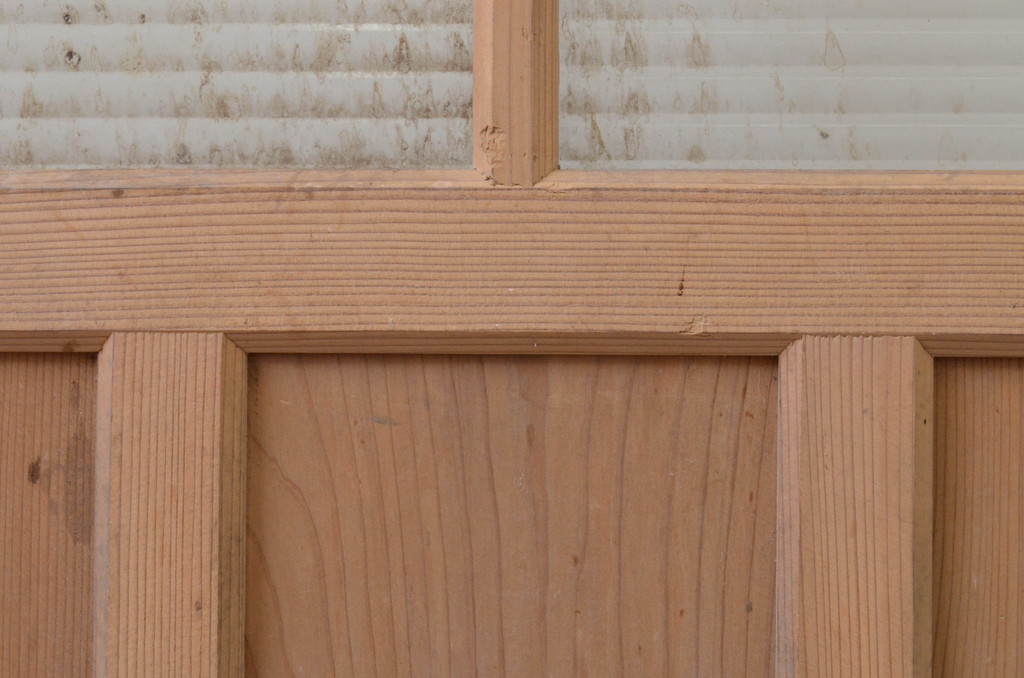 アンティーク建具　レトロなモールガラス入りのガラス扉1枚(木製扉、ドア)(R-067216)