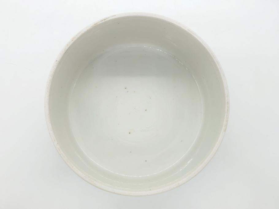 幕末　伊万里　染付　線描　草花文　丸　直径5.2寸　約16cm　三段重(重箱、陶器、和食器、五寸二分)(R-063128)