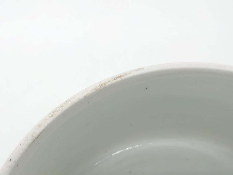 幕末　伊万里　染付　線描　草花文　丸　直径5.2寸　約16cm　三段重(重箱、陶器、和食器、五寸二分)(R-063128)