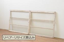 昭和レトロ　シンプルで背の低いペイントガラス戸4枚セット(1)(明り取り、引き戸)