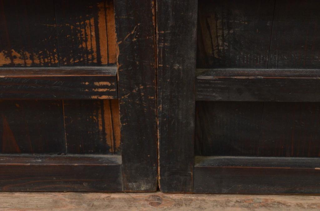 アンティーク建具　杉材　落ち着いた和の空間を演出する横桟の板戸窓2枚セット(引き戸、格子戸、舞良戸)(R-067944)