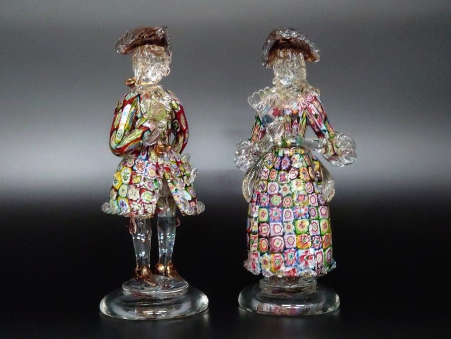 ベネチアンガラス 人形 アンティーク ペア イタリア置物