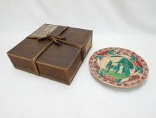 古犬山焼　麒麟　鳳凰文　6.2寸　約19cm　赤絵十八角皿(共箱付き、和食器、平皿、6寸2分)(R-063274)
