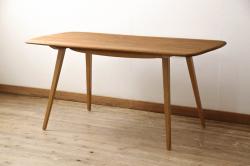 アンティーク家具　古い欅材一枚板の鉄脚テーブル13　(机、作業台)