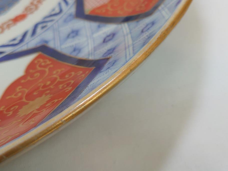 江戸期　太明成化年製　上手物　古伊万里　色絵　染付　鳳凰　1尺5寸　約46cm　大皿(和皿、和食器、一尺五寸)(R-063947)