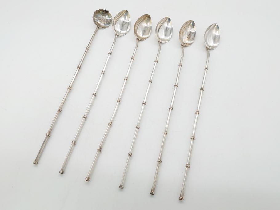 銀製　ストロースプーン　StrawSpoon　SILVER　STERLING950各6本ずつ(カラトリー、洋食器)(R-063948)
